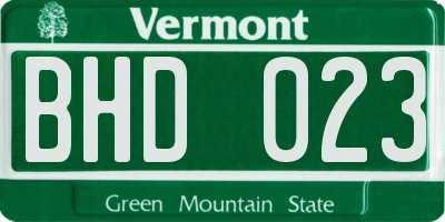 VT license plate BHD023