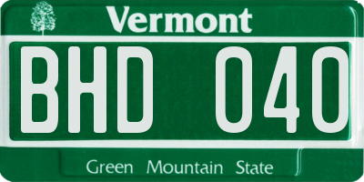 VT license plate BHD040