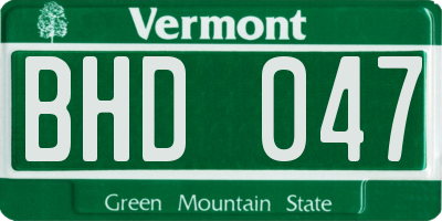 VT license plate BHD047