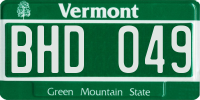 VT license plate BHD049