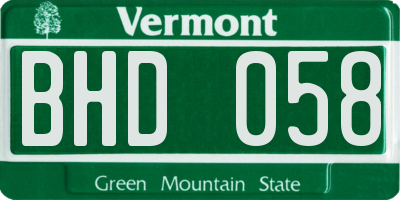 VT license plate BHD058
