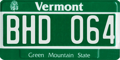 VT license plate BHD064