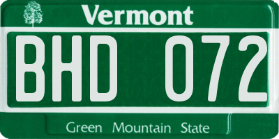 VT license plate BHD072