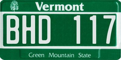 VT license plate BHD117