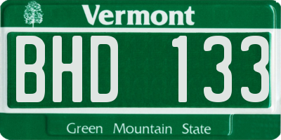 VT license plate BHD133
