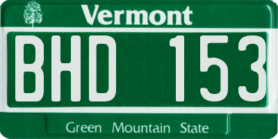 VT license plate BHD153