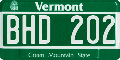 VT license plate BHD202