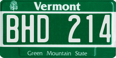 VT license plate BHD214