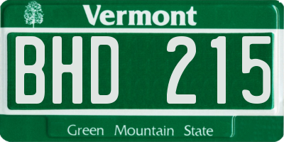 VT license plate BHD215