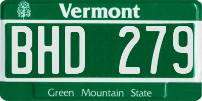 VT license plate BHD279
