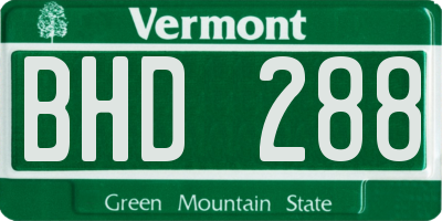VT license plate BHD288