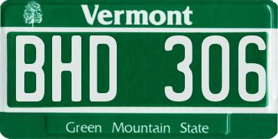 VT license plate BHD306