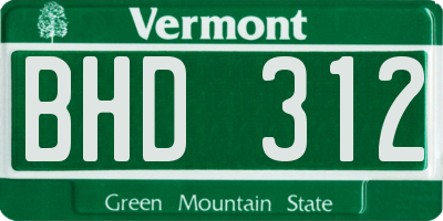 VT license plate BHD312