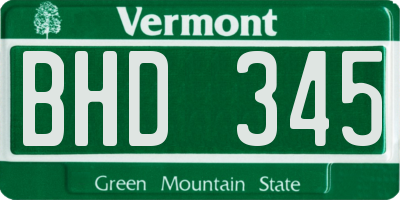 VT license plate BHD345