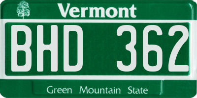 VT license plate BHD362