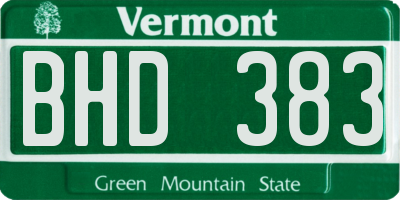 VT license plate BHD383