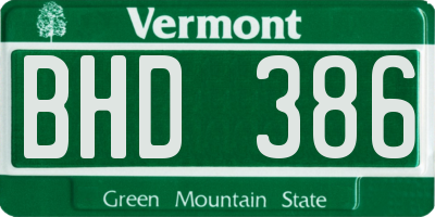 VT license plate BHD386