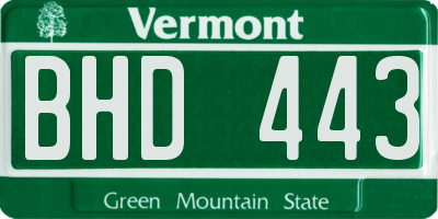 VT license plate BHD443