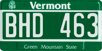 VT license plate BHD463