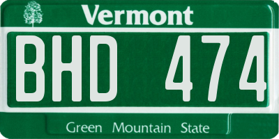 VT license plate BHD474