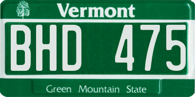 VT license plate BHD475