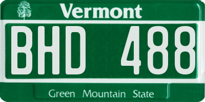 VT license plate BHD488
