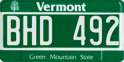 VT license plate BHD492