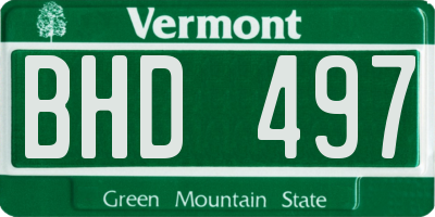 VT license plate BHD497