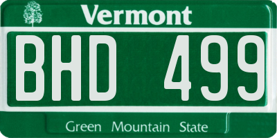 VT license plate BHD499