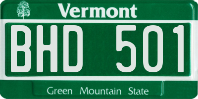 VT license plate BHD501