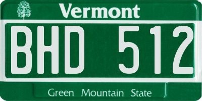 VT license plate BHD512