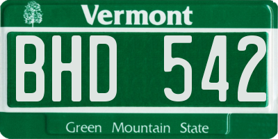 VT license plate BHD542