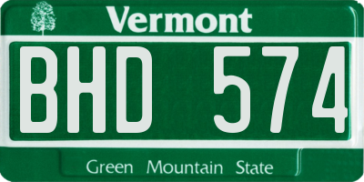 VT license plate BHD574