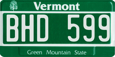 VT license plate BHD599