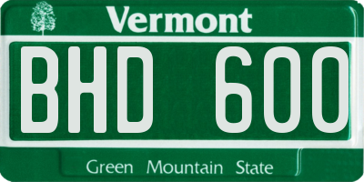 VT license plate BHD600