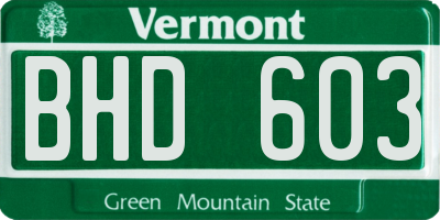 VT license plate BHD603