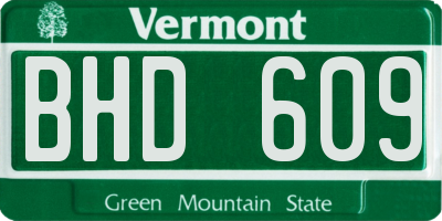 VT license plate BHD609
