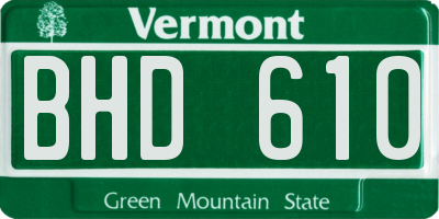 VT license plate BHD610