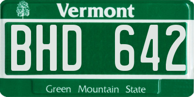 VT license plate BHD642