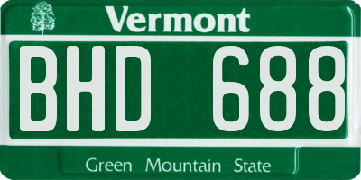 VT license plate BHD688