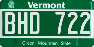 VT license plate BHD722