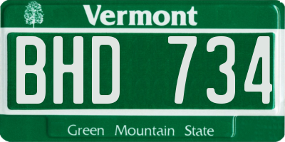 VT license plate BHD734