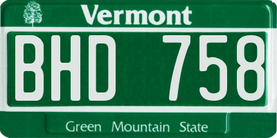 VT license plate BHD758