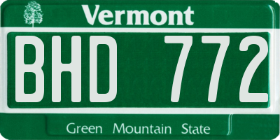 VT license plate BHD772