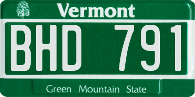 VT license plate BHD791