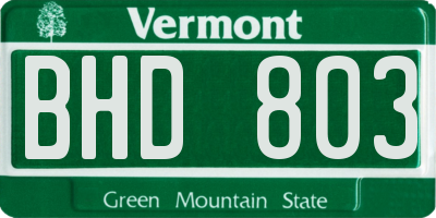 VT license plate BHD803