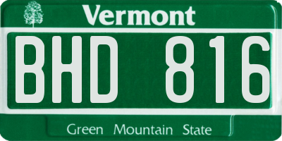 VT license plate BHD816
