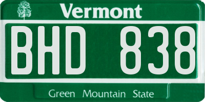 VT license plate BHD838