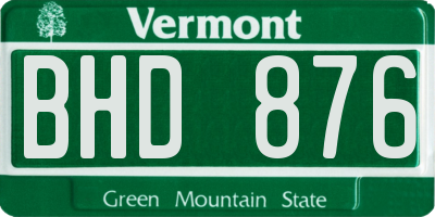 VT license plate BHD876