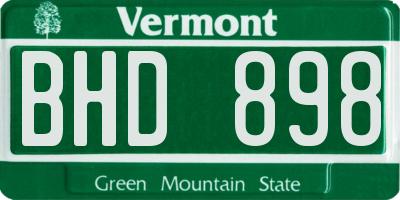 VT license plate BHD898